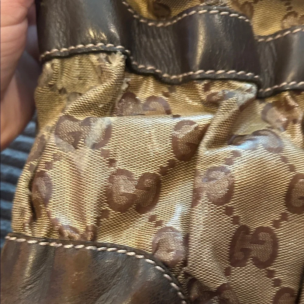 Gucci Crystal Tan & Dark Brown Monogram Hobo Shoulder Bag - Picture 11 of 16